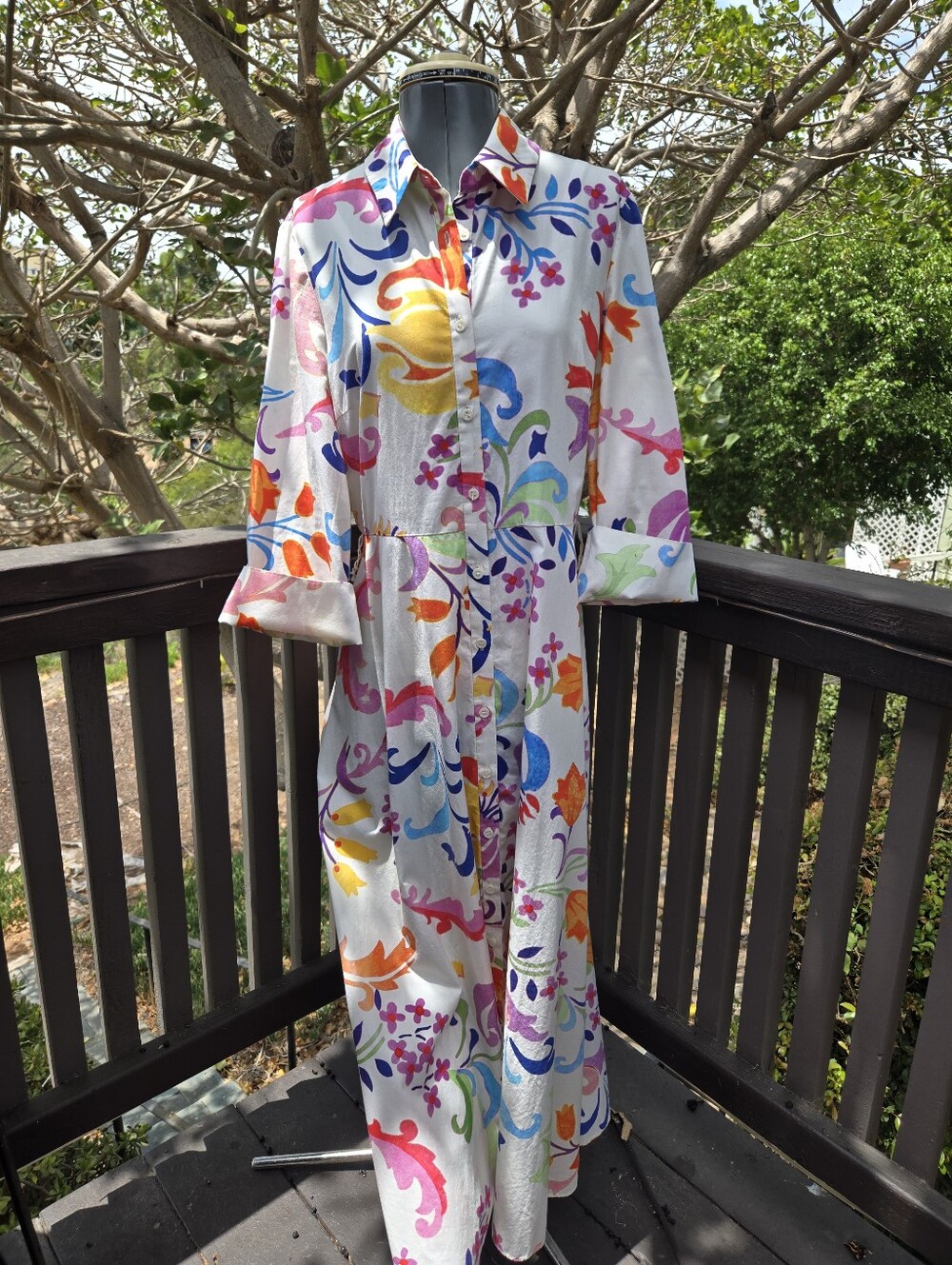 Vibrant Zara Summer Floral Button-Down Shirt Dress Size 10 - Picture 8 of 9